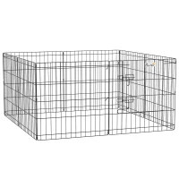 PawHut Haustierlaufstall, Spielgehege für Welpen und kleine Hunde, mit Tür, Indoor- und Outdoor-tauglich, 61 cm, Schwarz(m-11)