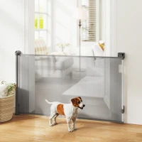 PawHut Barreira retrátil para cães largura 149 cm travamento automático - cinza(m-2)