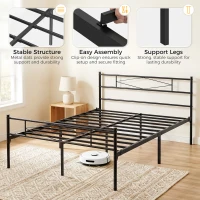 HOMCOM 5ft King Bed Frame with Headboard and Footboard, Metal Platform Bed Frame with 32 cm Underbed Storage, Black(m-6)