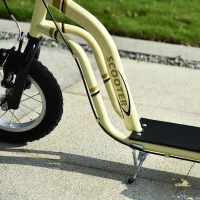 HOMCOM Patinete Infantil com guidão ajustável, rodas grandes e freio manual, patinete 30 cm Cityroller para meninos e meninas a partir de 5 anos até 100 kg Metal Bege(m-5)