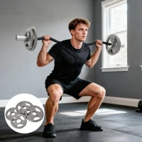 HOMCOM Discos de peso 2,5/2,5/5/5 kg, 4 pesos para musculação, discos de halteres em aço(m-4)