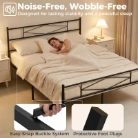 HOMCOM 5ft King Bed Frame with Headboard and Footboard, Metal Platform Bed Frame with 32 cm Underbed Storage, Black(m-4)