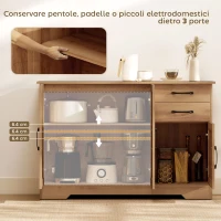 HOMCOM Mobile Cucina con 2 Cassetti e 3 Armadietti, Ripiani Regolabili, 120x38x79 cm, Rovere(m-3)