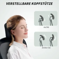 HOMCOM Bürostuhl Ergonomischer Schreibtischstuhl mit Hochklappbaren Armlehnen, Verstellbarer Lendenwirbelstütze Schwarz(m-6)