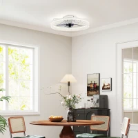 HOMCOM Ceiling Fan with Lights, Dimmable LED Mount Ceiling Fan Light with Remote App Control for Bedroom, White(m-10)