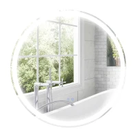 kleankin LED-badkamerspiegel, rond, aanraakfunctie, geheugenfunctie, beslaan niet, aluminium frame, 60 x 60 cm(m-10)