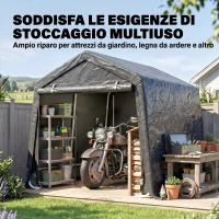 Outsunny Tendone Garage per Auto, Moto e Attrezzi, in Metallo e Tessuto PE, 280x240x240 cm, Grigio(m-7)