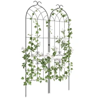 Outsunny Lot de 2 treillis de jardin, support pour plantes grimpantes en métal, 50L x 181H cm, noir(m-11)