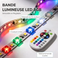 HOMCOM Meuble TV suspendu 180 cm avec éclairage LED RGB, meuble télé avec étagères ouvertes, 177,8 x 30 x 18 cm, noir(m-5)