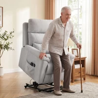 HOMCOM Power lift recliner chair with Massage and Heat, Terry Cloth Electric Lift Chair with Spring Cushion, Light Grey(m-2)