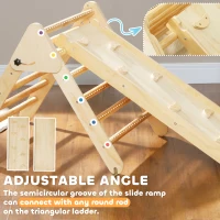 AIYAPLAY Gioco da Arrampicata con Triangolo e Pannello Scivolo ed Arrampicata, per Bambini 18-48 Mesi, Color Legno(m-6)