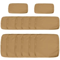 Outsunny Conjunto de 14 Capas de Reposição para Almofadas de Jardim - 6 Capas para Assento, 8 Capas para Encosto Castanho(m-1)