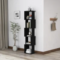 HOMCOM Estante design moderno 5 níveis – Arrumação prática para casa ou escritório, preto(m-6)
