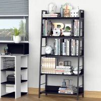 HOMCOM Estante Biblioteca de Arrumação Estilo Industrial inclinada 5 Níveis 70L x 35l x 150H cm Preto(m-6)
