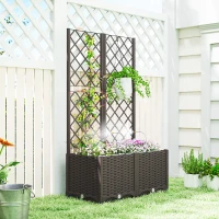 Outsunny 2er Set Spalier mit Pflanzkasten Blumenkasten mit Drainageloch Timer Bewässerungssystem 80 x 40 x 136 cm Braun(m-9)