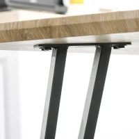 HOMCOM Mesa de jantar design industrial grande tampo dim. 120L x 60l x 75H cm pés metálicos pretos tipo hairpin MDF aparência carvalho claro(m-4)