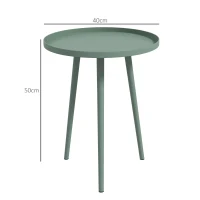 Outsunny Mesa de centro de jardim redonda, mesa de apoio exterior em aço com borda arredondada, dim. Ø40 x 50H cm verde(m-3)