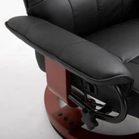 HOMCOM TV fauteuil verstelbare fauteuil kunstleder 360 ° draaistoel, kantelbare houten voet(m-9)