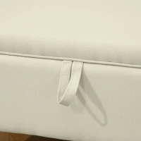HOMCOM Banc de rangement, bout de lit, repose-pieds rembourré en lin avec pieds en bois de caoutchouc, 71x37x36cm, beige(m-12)