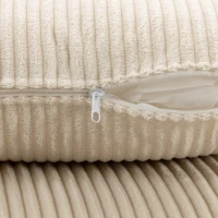 HOMCOM Canapé 3 Places avec Pouf de Rangement, Canapé d'Angle en Velours Côtelé, Assise Large, 2 Coussins, Beige(m-13)