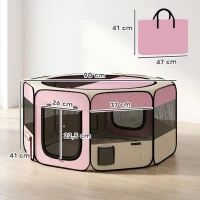 PawHut Parque Plegable para Perros y Gatos Corralito Portátil para Animales Pequeños Impermeable de Tela Oxford Ø90x41 cm Rosa(m-3)