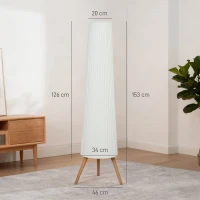 HOMCOM Dimmable Tripod Floor Lamp with Foot Switch, Nordic Standing Lamp with Fabric Shade, 153cm, White, White and Natural(m-3)