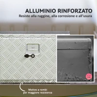 HOMCOM Cassetta degli Attrezzi da 76L in Alluminio con Serratura, 2 Chiavi e Maniglia Laterale, 60.9x35.5x40.6 cm, Argento(m-4)