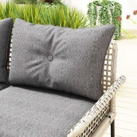 Outsunny Set da Giardino 5 Pezzi in Rattan con 2 Sedie Laterali, Sedia Centrale e 2 Sgabelli/Tavolini da Caffè(m-8)