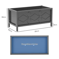 Outsunny Jardineira exterior jardineira elevada galvanizada com borda de segurança retangular 80 x 40 x 38 cm preto(m-3)