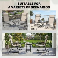 Outsunny Three-Piece Rocking Chair Garden Bistro Set - Beige(m-7)