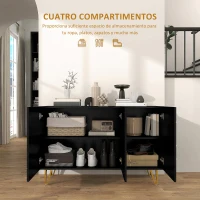HOMCOM Aparador de Entrada con 3 Puertas y Estantes Ajustables para Cocina Sala 120x40x75 cm Negro(m-5)