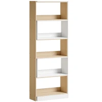 HOMCOM Libreria Angolare a 5 Ripiani dal Design Modulabile e Salvaspazio, in Legno, 67x67x163.7 cm, Multicolore(m-1)