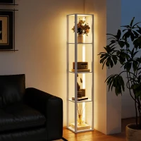HOMCOM Floor Lamp with Shelves and 3 Brightness Levels - White(m-8)