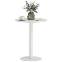 HOMCOM Mesa de Comedor Redonda para 2 Personas Mesa de Cocina de Acero para Interior y Exterior Ø60x72 cm Blanco(m-10)