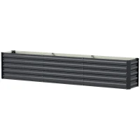 Outsunny Canteiro elevado em aço galvanizado com barras de suporte e placas de canto fundo aberto 240 x 40 x 45 cm cinza escuro(m-7)
