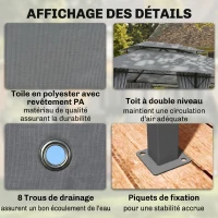 Outsunny Tonnelle barnum pavillon de jardin style colonial double toit toiles latérales amovibles 3L x 4l x 2,8H m gris(m-5)