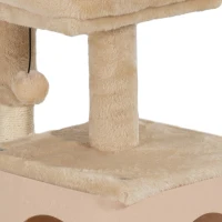 PawHut Arbre à Chat, Tour de Jeux, Hauteur de 104 cm, avec Lit, Maison, Brosse de Toilettage, 44l x 34P x 104H cm, Beige(m-13)