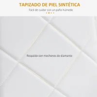 HOMCOM Set de 4 Sillas de Comedor Tapizadas de Piel Sintética con Respaldo Alto y Patas de Acero 41x50x97 cm Blanco(m-5)