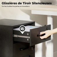 HOMCOM Caisson de Bureau Mobile avec 3 Tiroirs Verrouillables, Caisson de Rangement sur Roulettes, 40 x 40 x 69,5 cm, Noir(m-6)