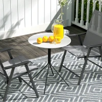 Outsunny Mesa de jardim redonda Ø 60 cm, mesa de terraço com estrutura em aço, para interior e exterior, cinza escuro(m-4)