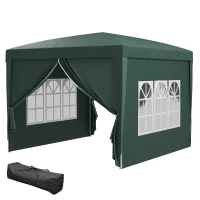 Outsunny Tonnelle Barnum Tente de réception Pliante 3 x 3 x 2,58 m avec fenêtres + Sac de Transport vert(m-15)