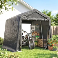 Outsunny Tendone Garage per Auto, Moto e Attrezzi, in Metallo e Tessuto PE, 280x240x240 cm, Grigio(m-8)