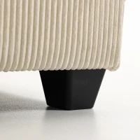 HOMCOM Canapé 3 Places avec Pouf de Rangement, Canapé d'Angle en Velours Côtelé, Assise Large, 2 Coussins, Beige(m-12)