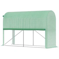 Outsunny Estufa de jardim PE, estufa de varanda, cobertura reforçada 140 g/m², chassi em aço, porta enrolável com zíper, para legumes, plantas, flores, interior e exterior, 300 x 100 x 200 cm, verde(m-7)
