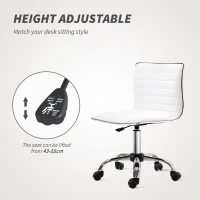 HOMCOM Mid-Back Swivel Office Chair, Adjustable Armless Desk Chair in PU Leather and Chrome Base, White(m-4)