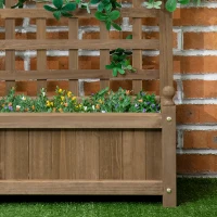 Outsunny Jardineira com treliça caixa de flores jardineira elevada 64 x 28 x 75 cm inserções de irrigação madeira maciça(m-4)