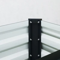 Outsunny Canteiro elevado em aço galvanizado com barras de suporte e placas de canto fundo aberto 240 x 40 x 45 cm cinza escuro(m-5)