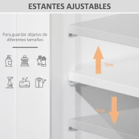 kleankin Armario de Baño con 2 Puertas Estante Ajustable 2 Cajones y Compartimento Abierto Mueble Auxiliar de Almacenaje para Salón Cocina 60x30x108,8 cm Blanco(m-4)