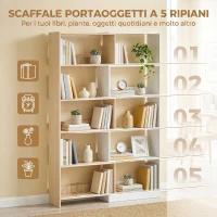 HOMCOM Libreria Angolare a 5 Ripiani dal Design Modulabile e Salvaspazio, in Legno, 67x67x163.7 cm, Multicolore(m-6)