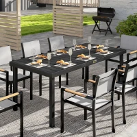 Outsunny Tavolo da Pranzo da Giardino per 8 Persone in Alluminio e Plastica, Nero(m-10)